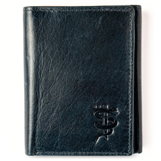 Freedom Leather RFID Trifold Wallet for Men with Smart Pocket for Air Tag or Other Tracking Devices and 2 ID Windows In Durable Top Grain Leather Ideal for Travel, Outdoors or Work