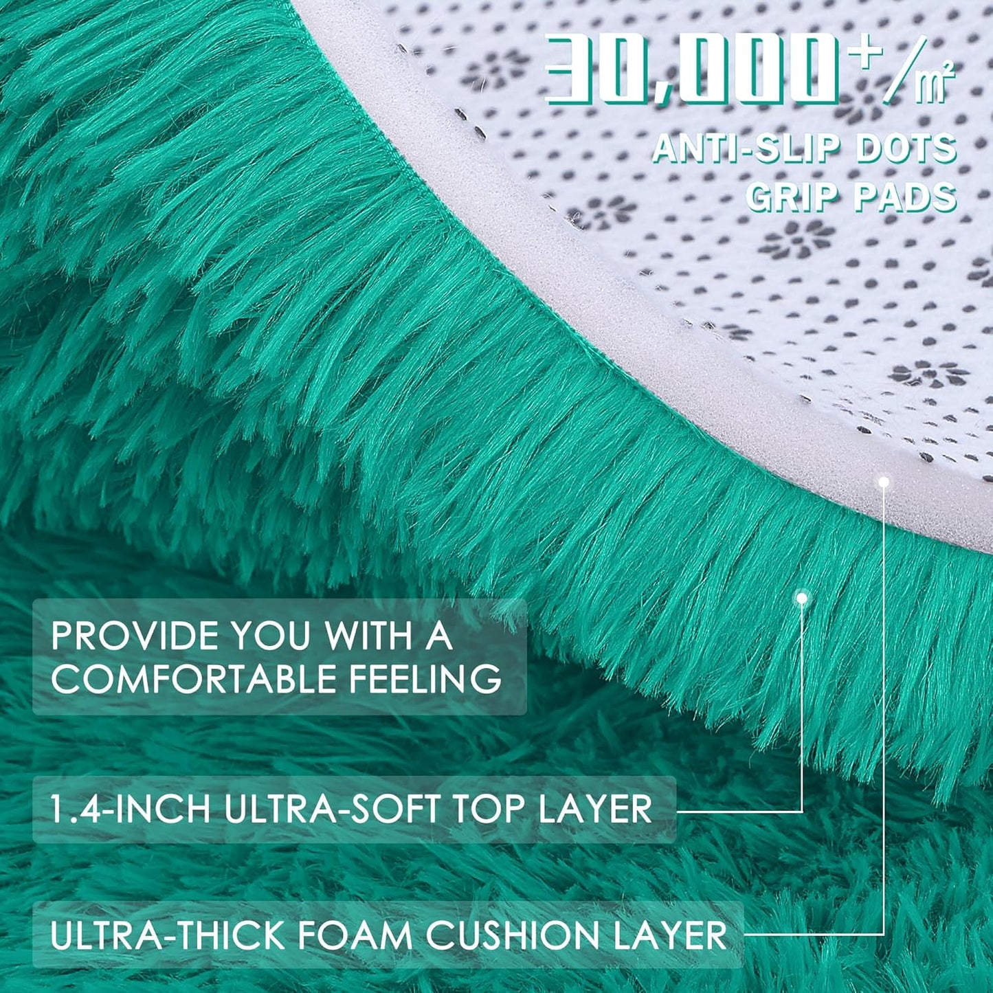 OLANLY Runner Rugs - Soft, Machine Washable Shaggy Design for Hallway & Bedroom | Teal Green