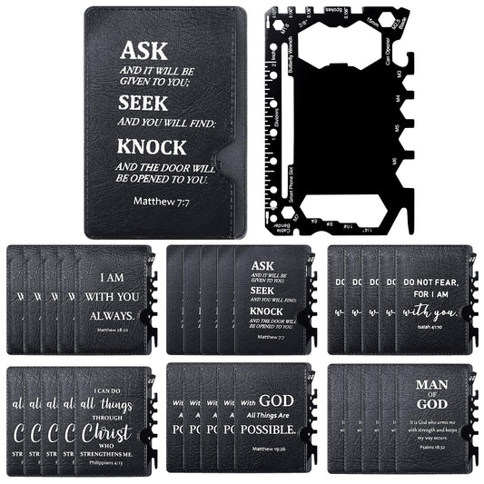 Lasnten 30 Pcs Christian Credit Card Multitool Bulk Bible Verses Wallets Survival Pocket Tool Christian Gifts For Father's Day Coworker Church Husband Men Christmas White Elephant Gifts