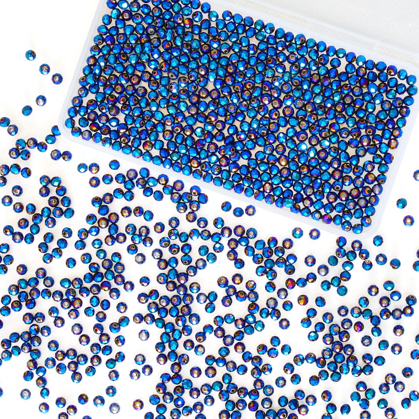 Laopottbeads 1200Pcs 4mm Crystal Glass Beads for Jewelry Making Beads for Bracelets Necklace Pendants Making Supplies(Peacock Blue)