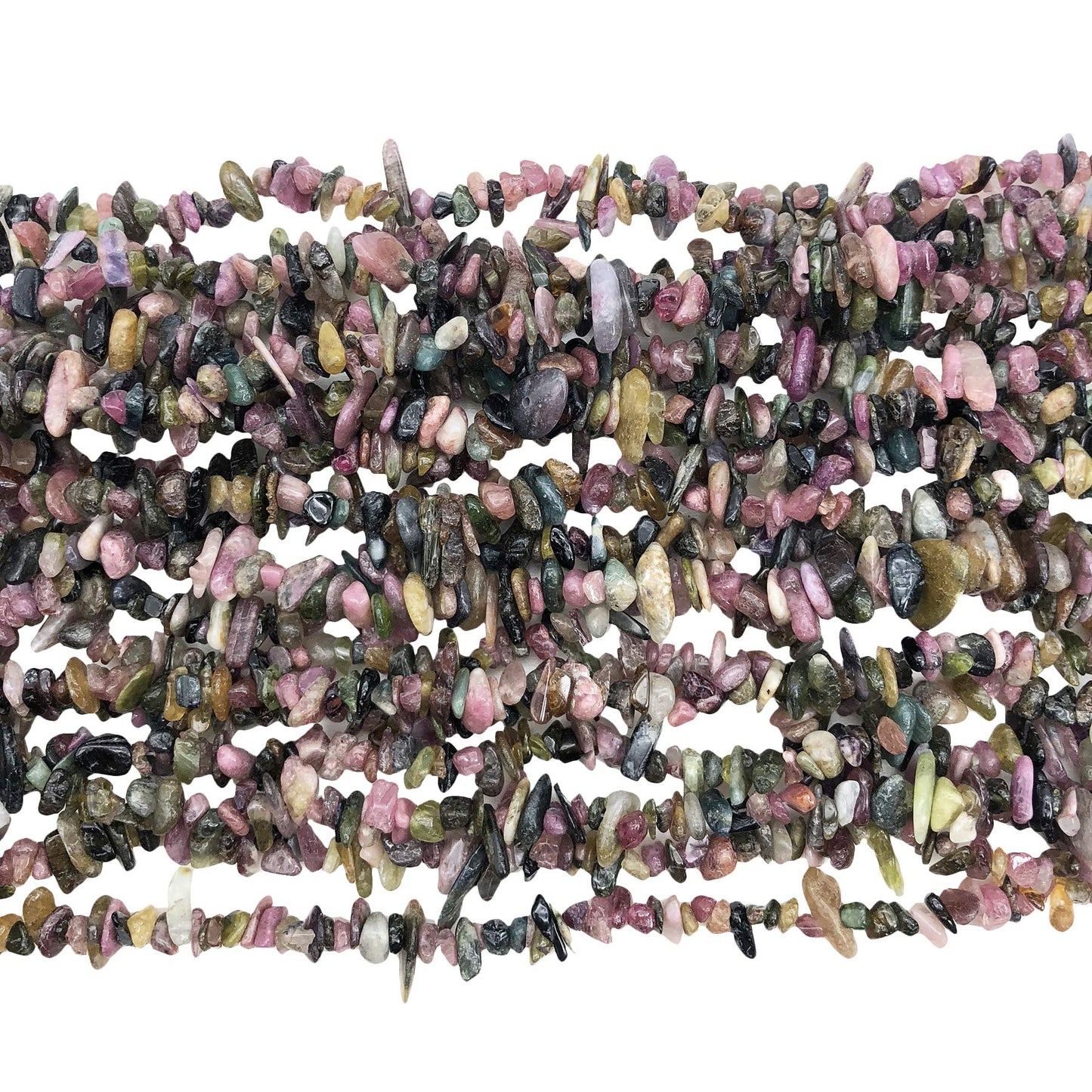 Fekuar 64" Irregular Tumbled Rainbow Tourmaline Chip Beads for Jewelry Making, Healing Crystal Drilled Loose Bead Strand DIY Craft Supplies, 5-8mm