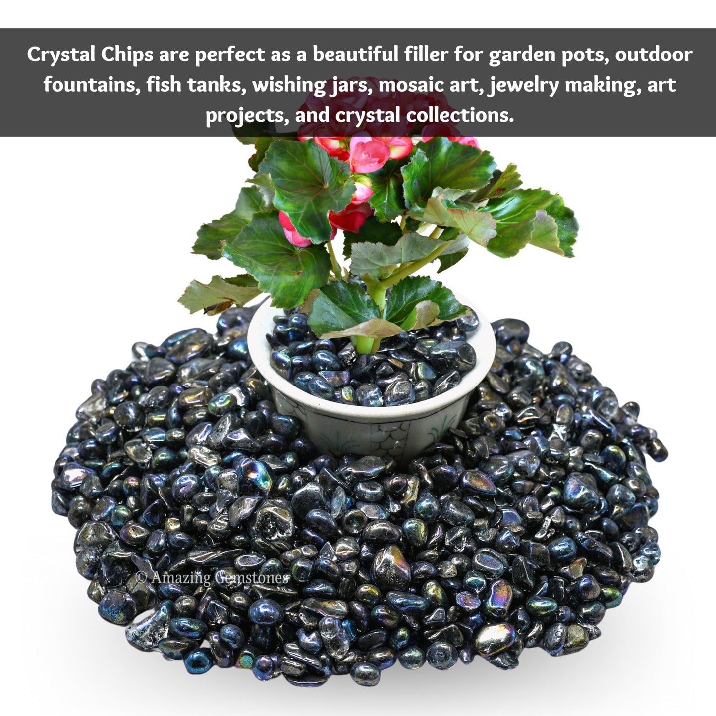 Amazing Gemstone Titanium Aura Quartz Crystal Chips Aquarium Gravel Rocks - Bulk Fish Tank Gravel, Small Tumbled Stone Chips and Tiny Crystals for Decoration (Natural AAA Grade)