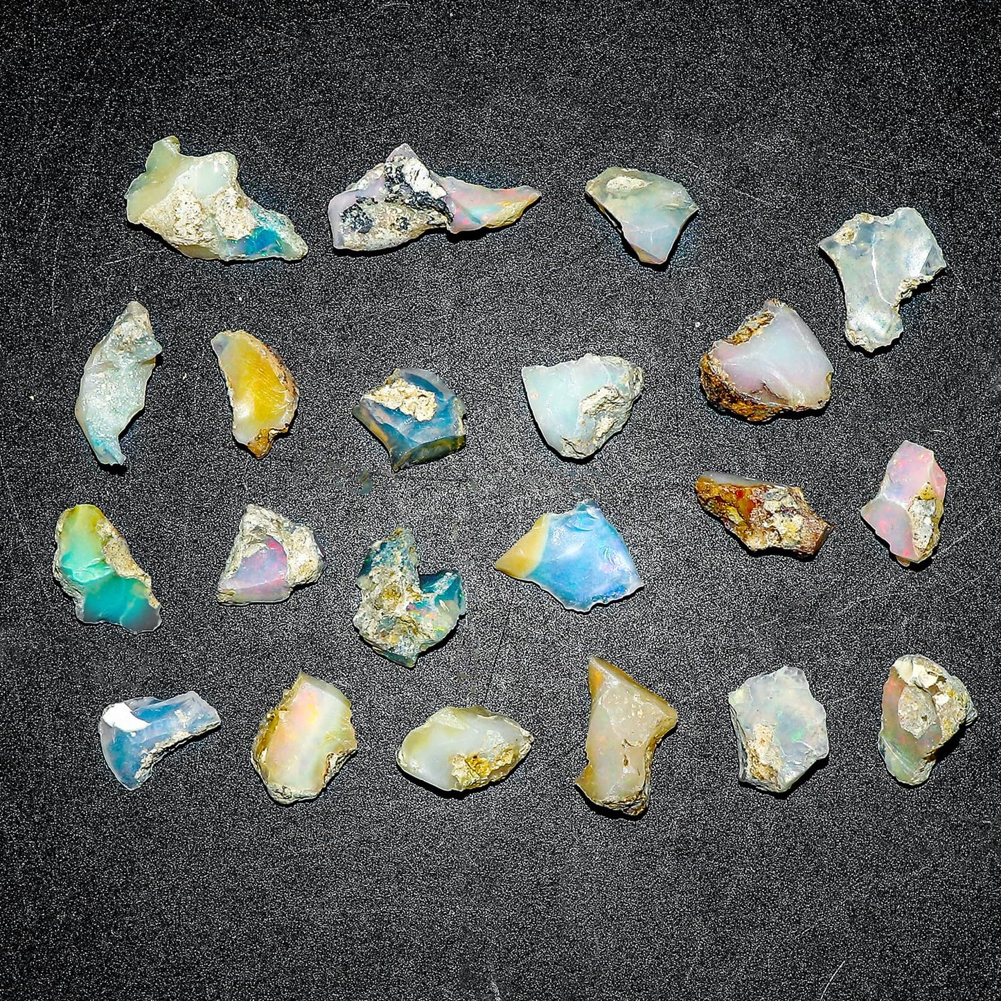 ColouredRocks 50 carats Ethiopian Opal Crystals, Raw Stones, Rough Gemstones, Jewelry Making Supply, Cabbing, Polishing, Cutting, DIY, Crafts (18-20pcs) (6-10mm) (B-Grade)
