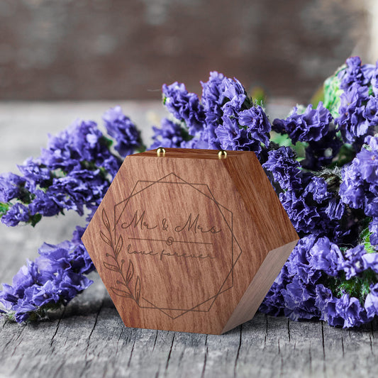 Rustic Wedding Ring Box for Wedding Ceremony Registry 2 Slots | Wooden Ring Holder for Ring Bearer Box & Ring Bearer Pillows | Engagement Ring Box for Proposal, Jewelry Box & Jewelry Organizer Gifts