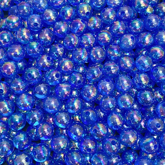 300 Pcs 8mm Acrylic Round Beads AB Colors Round Spacer Beads for Earring Bracelet Necklace Key Chains Jewelry DIY Craft Making(Royal Blue AB)