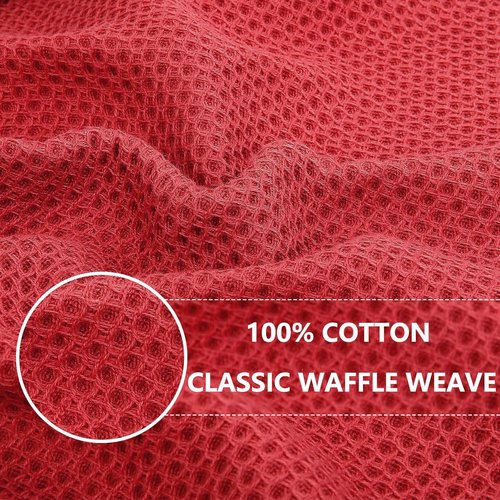 Homaxy Kitchen Dish Towels - Ultra Soft 100% Cotton Waffle Weave, Quick Drying, 13 x 28 Inches, 6-Pack, Brick Red
