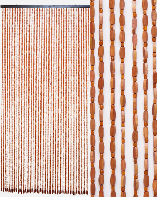 Ezcasch 52 Strands 35.4" x 79" Bamboo and Wood Beaded Curtain for Doorway Handmade Natural Doorway Beads Bohemian Bamboo and Wooden Room Devider Hanging Boho Beaded Curtain,Brown