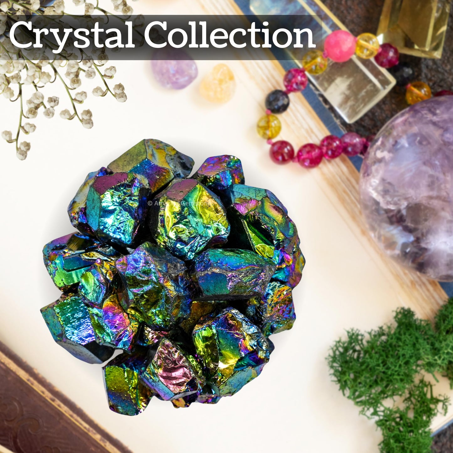 Amazing Gemstone 2 Pieces Titanium Aura Quartz Raw Crystals and Healing Stones, Natural Rocks for Meditation and DIY Raw Stones and Crystals
