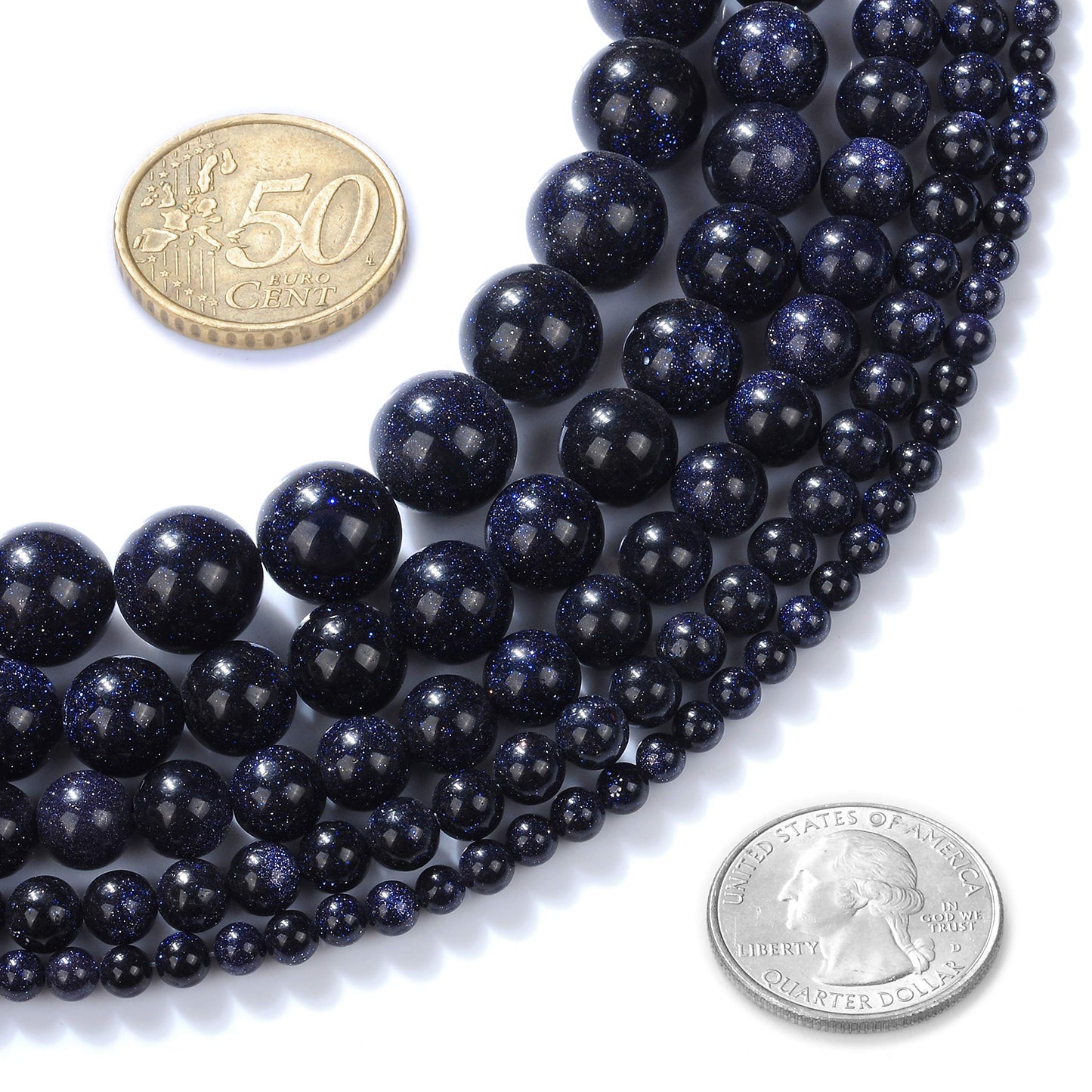 Natural Stone Beads 6mm Blue Sand Stone Round Loose Beads Crystal Energy Stone Healing Power for Jewelry Making DIY,1 Strand 15"