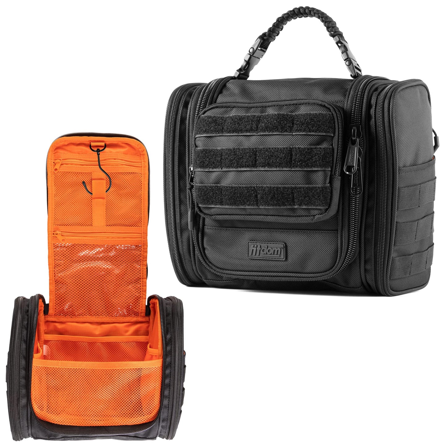 Fitdom Tactical Hanging Toiletry Bag Dopp Kit For Men & Women. Perfect For Travel & Storage for Cosmetic, Clipper, Toothbrush, Shower, Shaving & Grooming Care. Best Overnight Toiletries Organizer Case