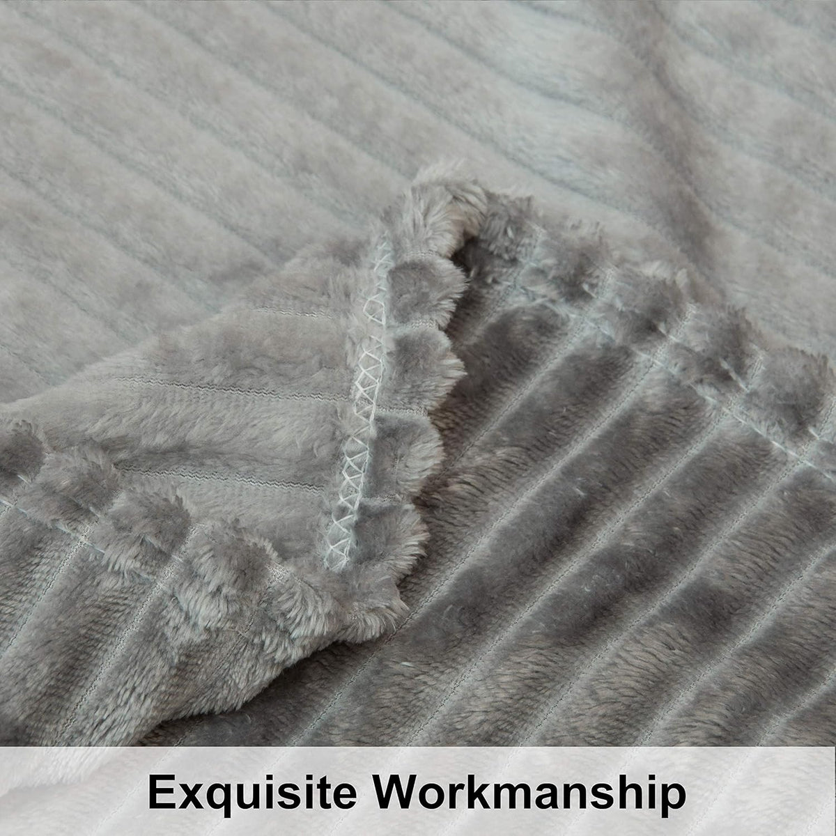 NTBAY Flannel Toddler Blanket - Fluffy, Warm & Reversible Stripes | 30x40 Inches, Grey