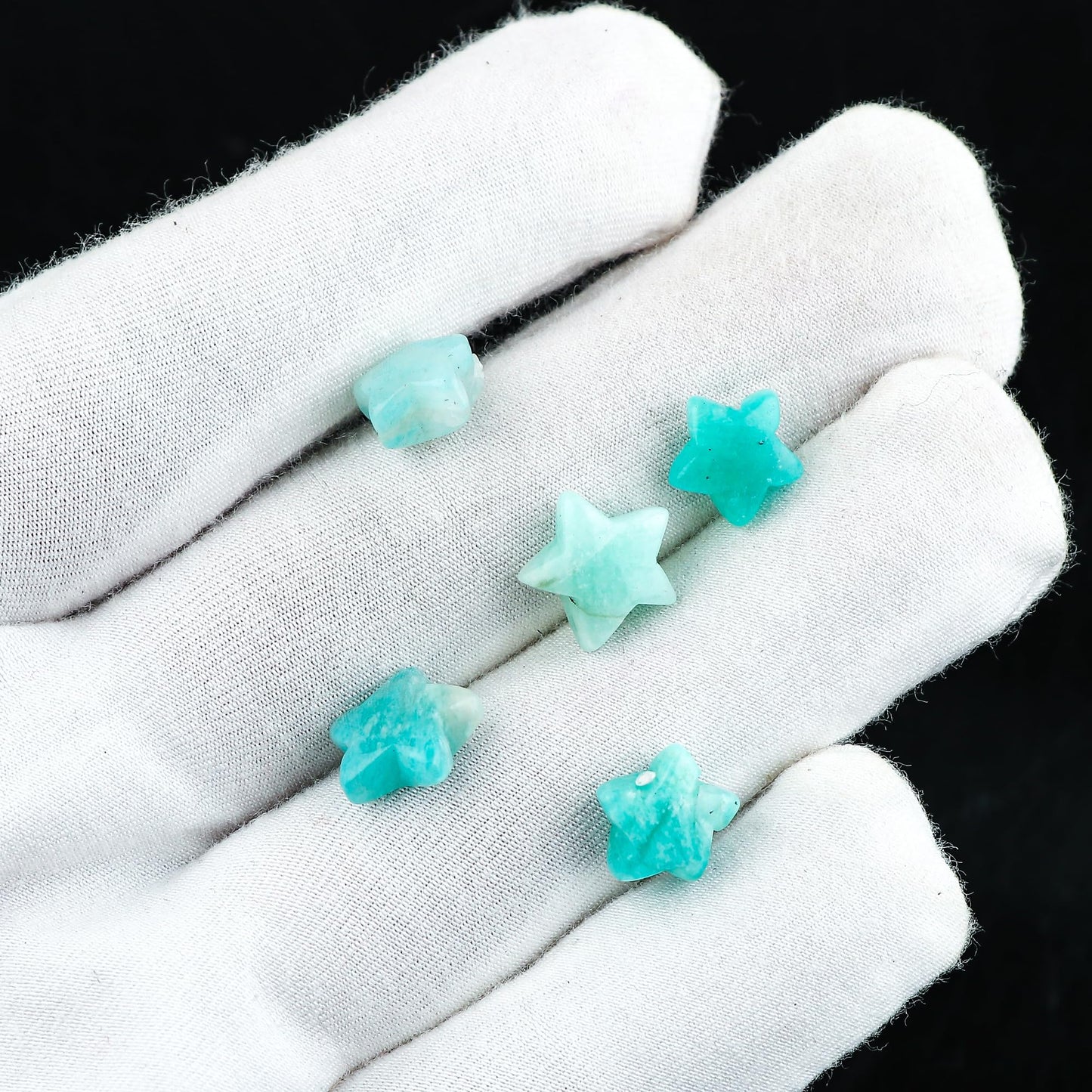 CRYSTALINES 5pcs, Wholesale Natural Amazonite Gemstones, Bulk Star Shape Stones, Assorted Loose Supply, DIY Craft-Jewelry Making, Chakra Healing Crystals, Gem Collection, 8-10mm