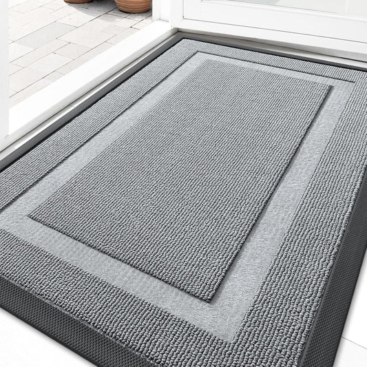 OLANLY Indoor Outdoor Front Door Mat - Waterproof All-Season Doormat, Easy Clean, 29.5x17, Ash Gray