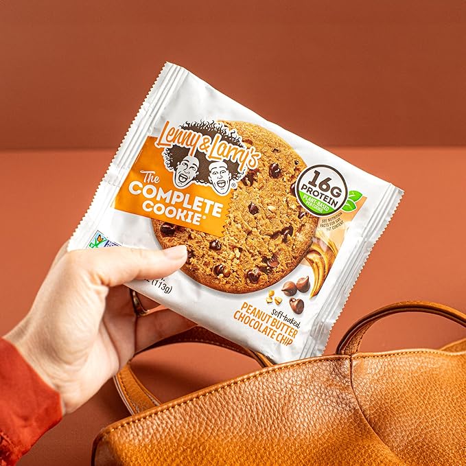 Lenny & Larry's The Complete Cookie, Peanut Butter Chocolate Chip, Soft Baked, 16g Plant Protein, Vegan, Non-GMO, 4 Ounce Cookie (Pack of 12)