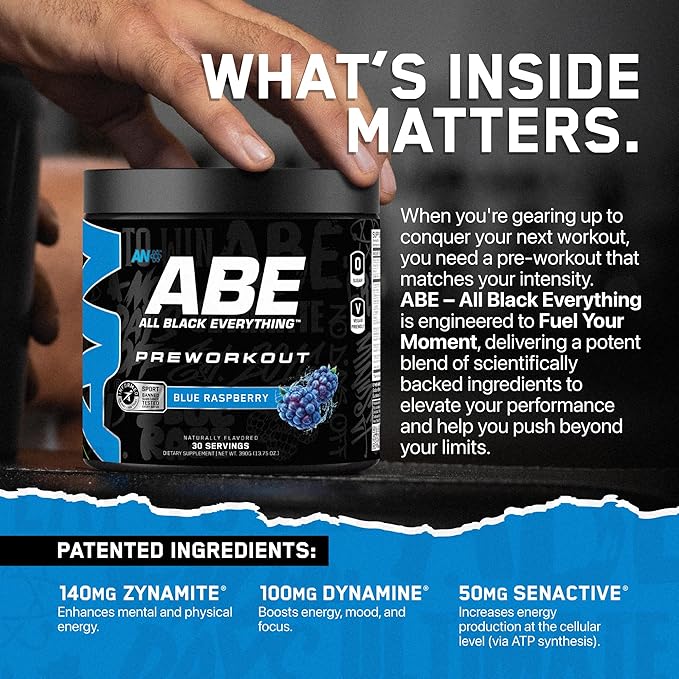 All Black Everything Pre Workout Powder | 30 Servings | Sour Apple | 350mg Caffeine | Nootropic Pre-Workout Blend | Beta Alanine + Citrulline | Energy Supplement for Men and Women
