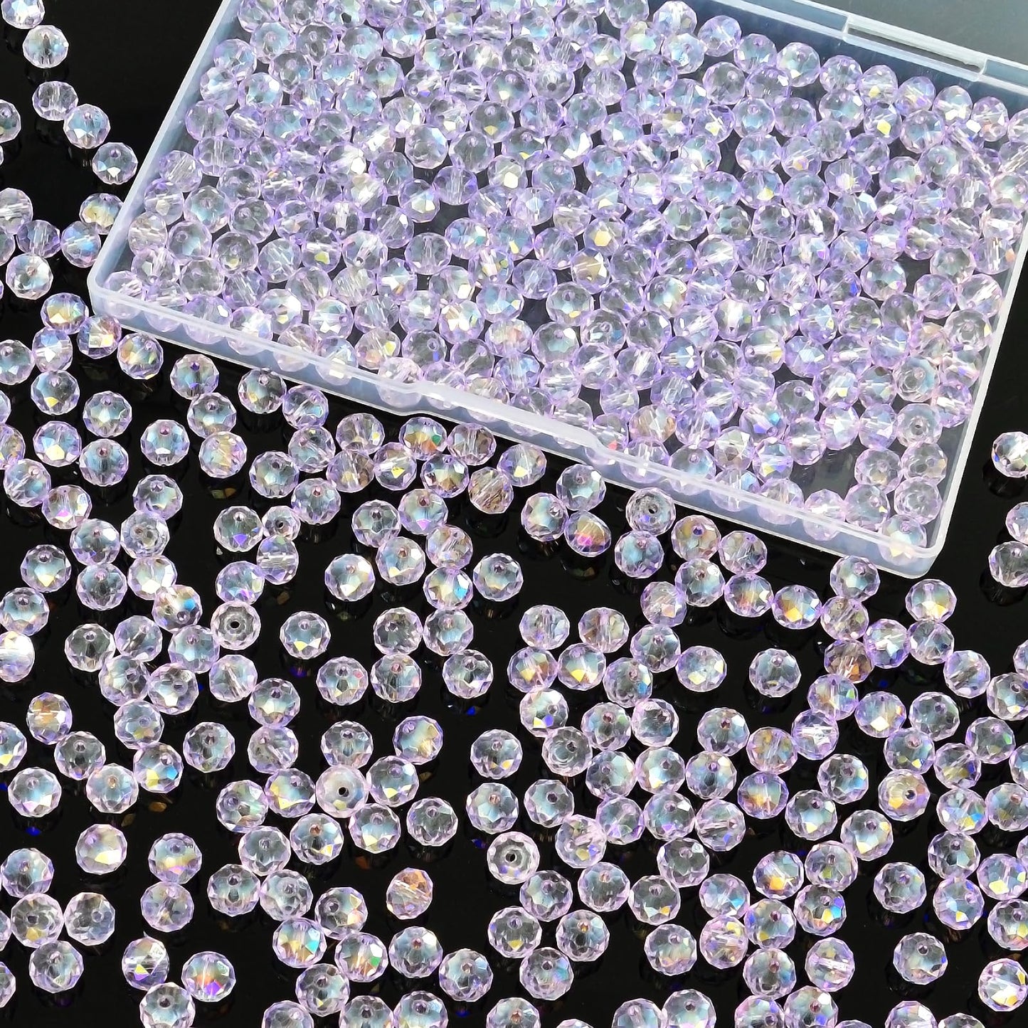 Laopottbeads 460Pcs 8mm Crystal Glass Beads for Jewelry Making Beads for Bracelets Necklace Pendants Making Supplies(Light Purple)