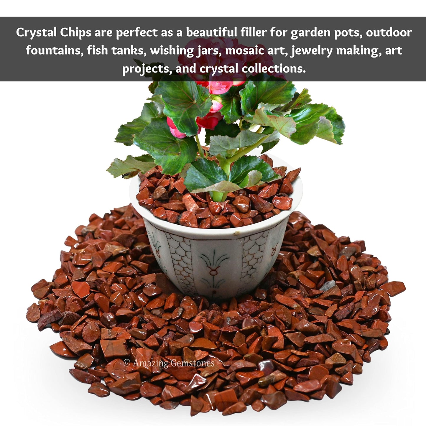 Red Jasper Crystal Chips and Rocks - Aquarium Gravel, Small Tumbled Stones and Tiny Crystals for Decoration (Natural AAA Grade Gemstones)