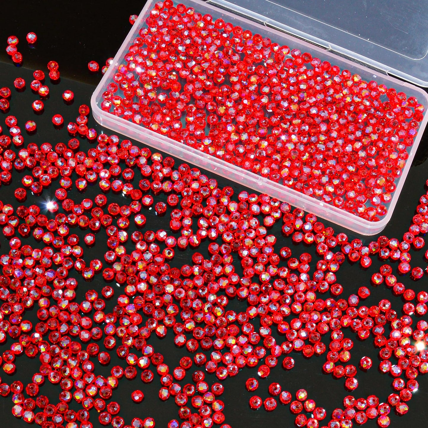 Laopottbeads 1200Pcs 4mm Crystal Glass Beads for Jewelry Making Beads for Bracelets Necklace Pendants Making Supplies(Red)