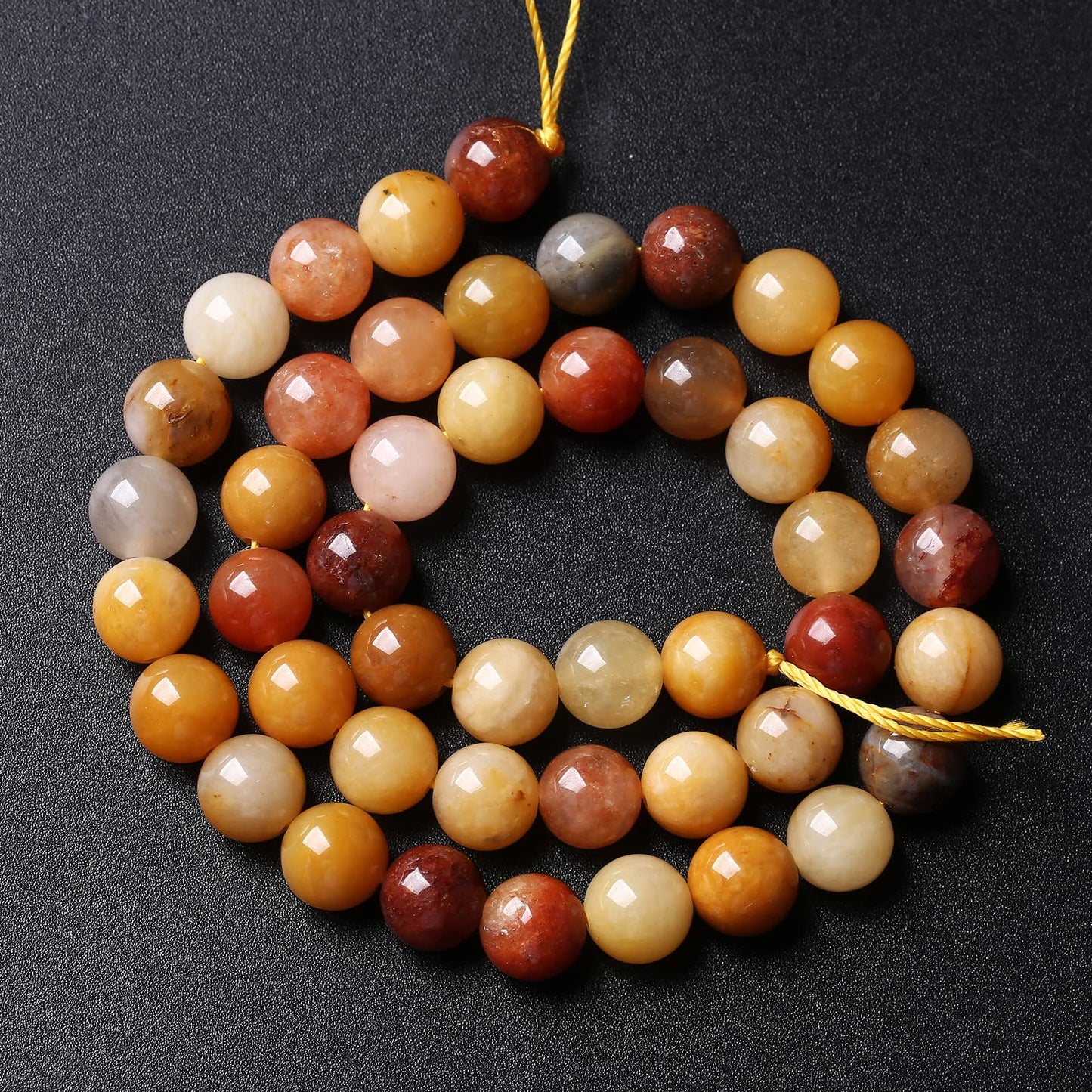 12MM 32PCS Natural Stone Golden Thread Jade Crystal Loose Beads for Jewelry Making DIY Bracelet Necklace 1 Strand 15’’