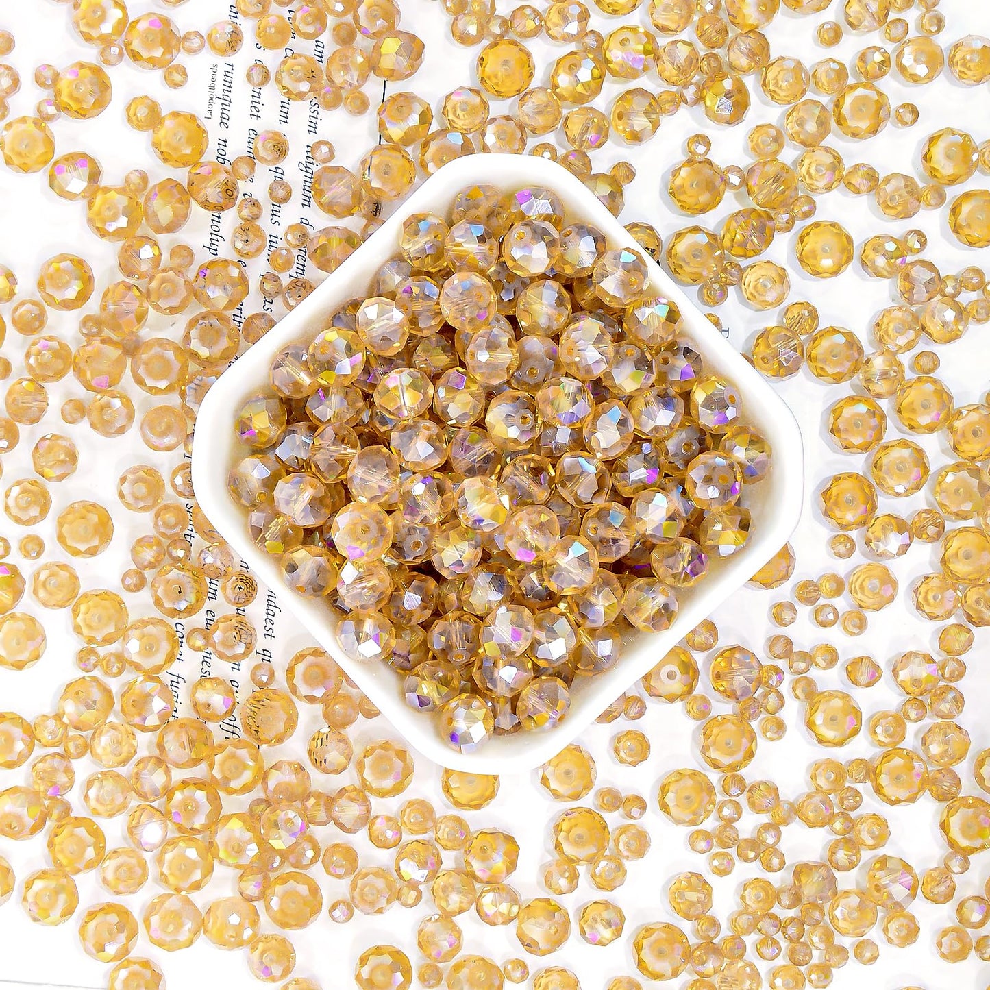 Laopottbeads 220Pcs 10mm Crystal Glass Beads for Jewelry Making Beads for Bracelets Necklace Pendants Making Supplies(Gold Champagne)
