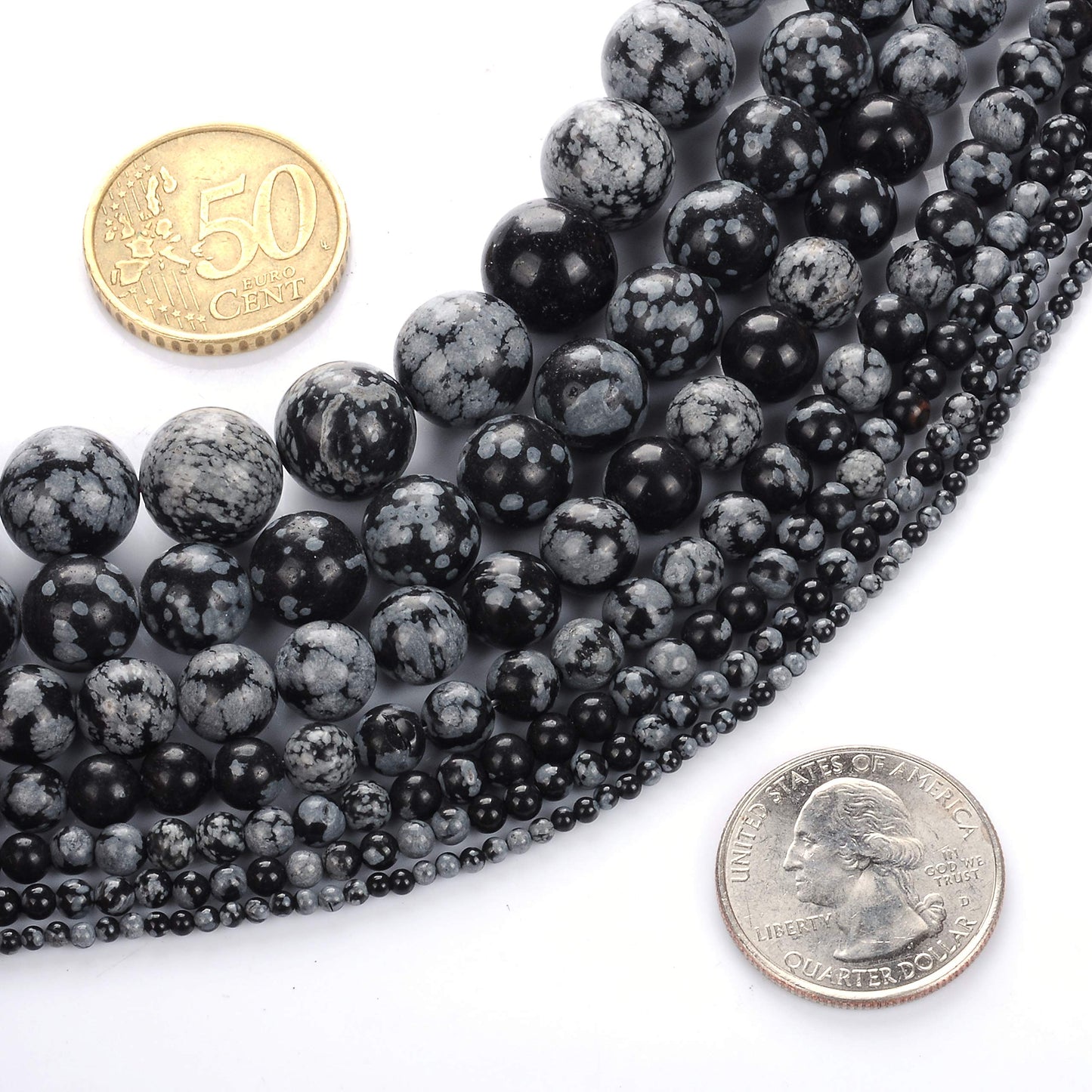 Natural Stone Beads 8mm Snowflake Gemstone Round Loose Beads Crystal Energy Stone Healing Power for Jewelry Making DIY,1 Strand 15"