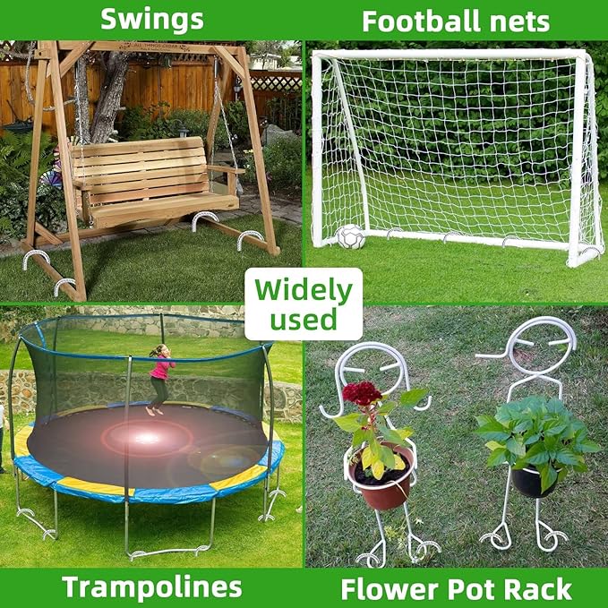 Trampoline Stakes Anchors High Wind 12inx6mm Galvanized U Hook 20pcs Rebar Stakes – Heavy Duty Ground Anchors for Trampoline,Yard & Inflatable,Landscape Metal Stakes for Outdoor Decorations