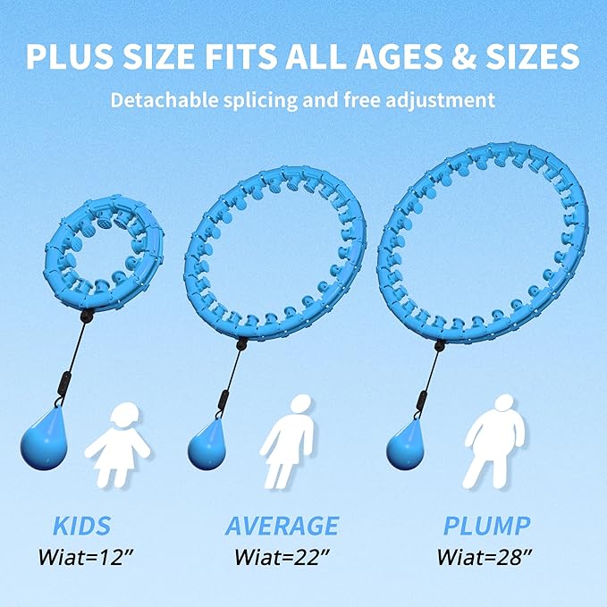 Weighted Hula Infinity Fitness Hoop for Adult Weight Loss, 2 in 1 Smart Fitness Workout Hula Circle Hoops with 28 Links(53 Inch), Exercise Fit Hoop Suitable for Women and Beginners