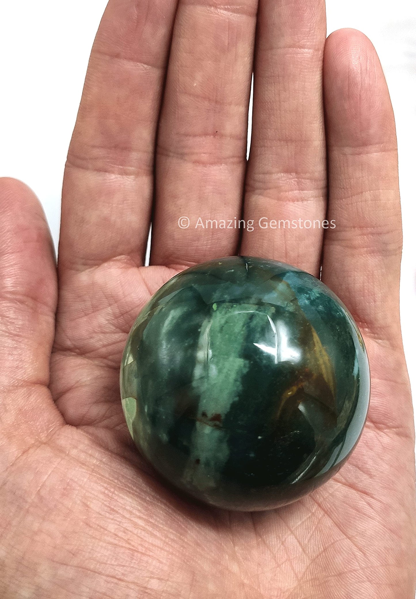 Amazing Gemstone Bloodstone Crystal Sphere Round Ball with Sphere Holder Stand, Natural Healing Stone Sphere for Massage Meditation Crystal Grid Witchcraft Supplies Reiki Yoga