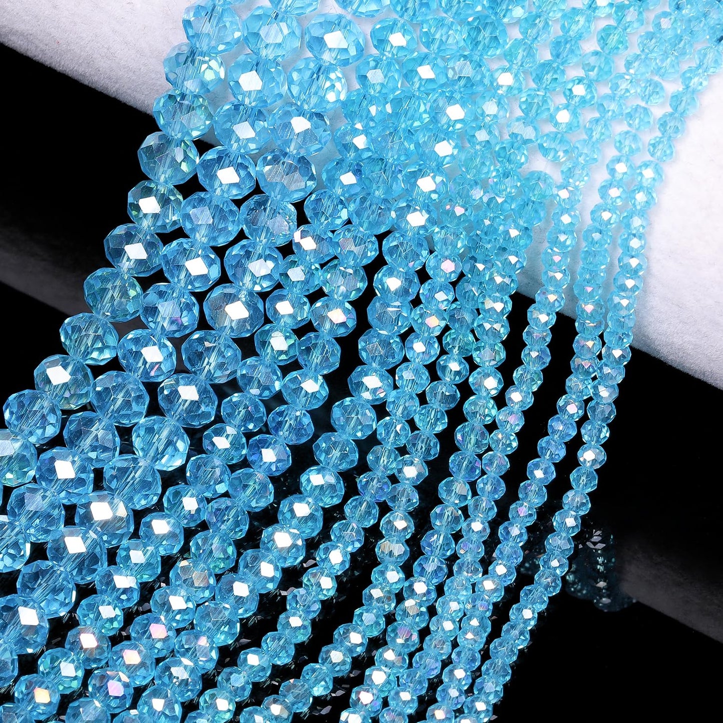 NITOPUPU 500pcs 6mm Crystal Glass Beads for Jewelry Making Faceted Rondelle Flat Beads for Bracelets Necklace Earrings DIY Crafts (Lake Blue Crystal AB Bead)