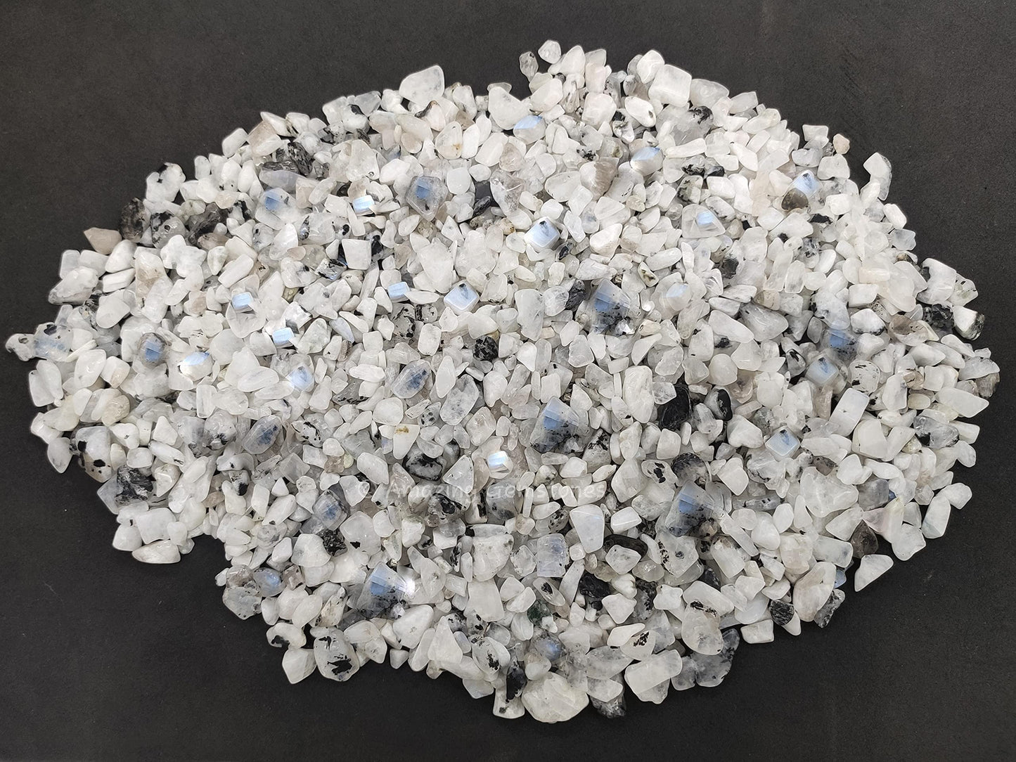 Amazing Gemstone Rainbow Moonstone Crystal Chips Aquarium Gravel Rocks - Bulk Fish Tank Gravel, Small Tumbled Stone Chips and Tiny Crystals for Decoration (Natural AAA Grade Gemstones)