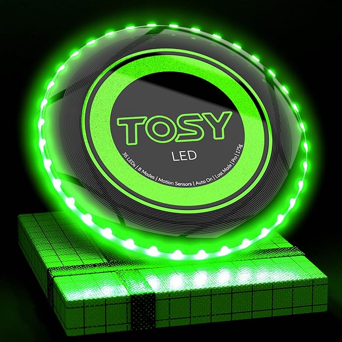 TOSY Bundle of 2 - Flying Disc 108 LEDs - RGB Black + Green
