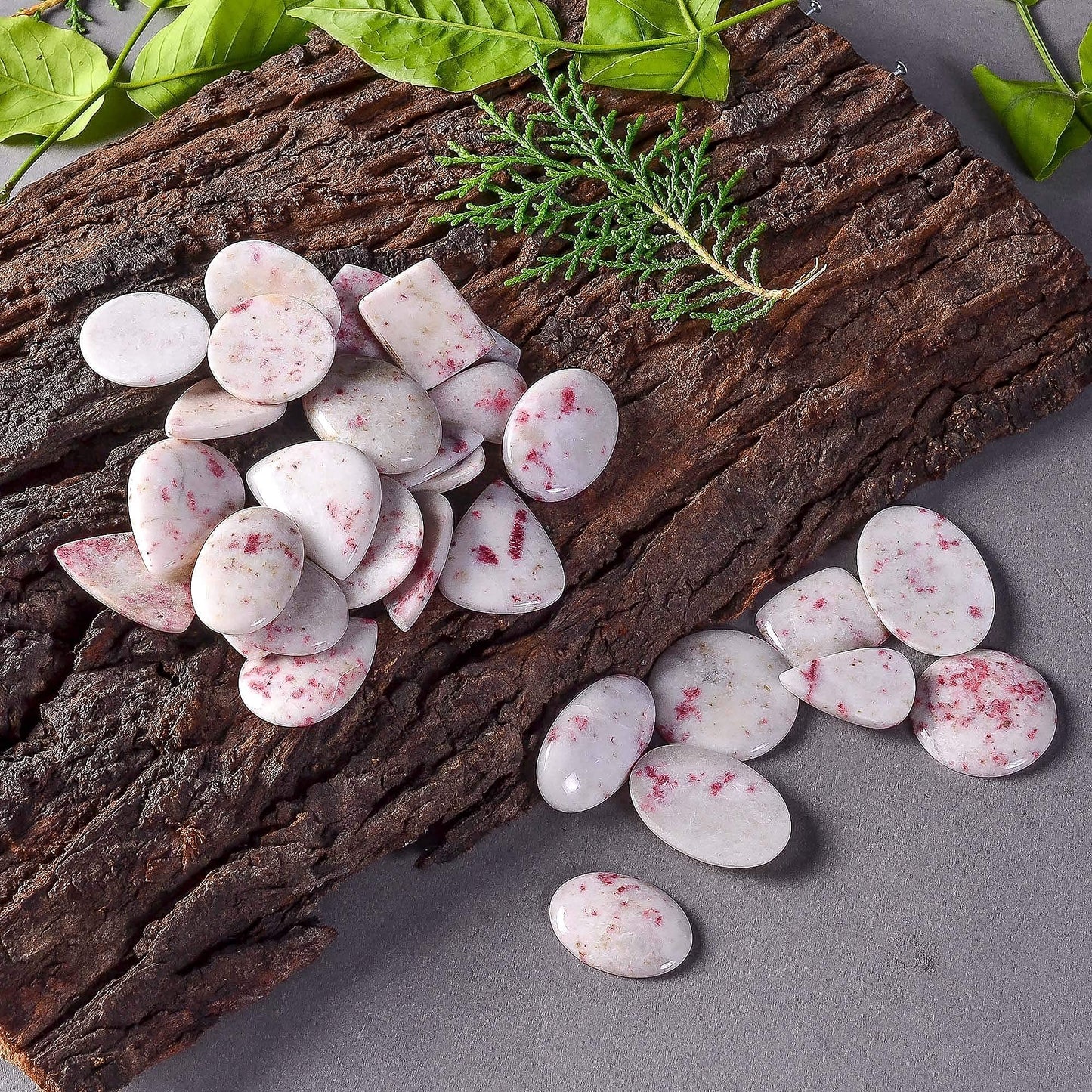 GEMKORA 5pcs Natural Cinnabar Gemstone Wholesale Cabochons Lot, Jewelry Making Loose Gemstone, Polished Home Decor Specimen, DIY, Wire Wrapping, Reiki, Healing Crystals, Bulk Gemstone Deal