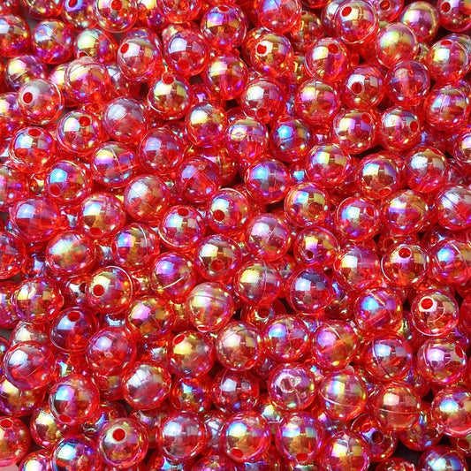 300 Pcs 8mm Acrylic Round Beads AB Colors Round Spacer Beads for Earring Bracelet Necklace Key Chains Jewelry DIY Craft Making(Red AB)