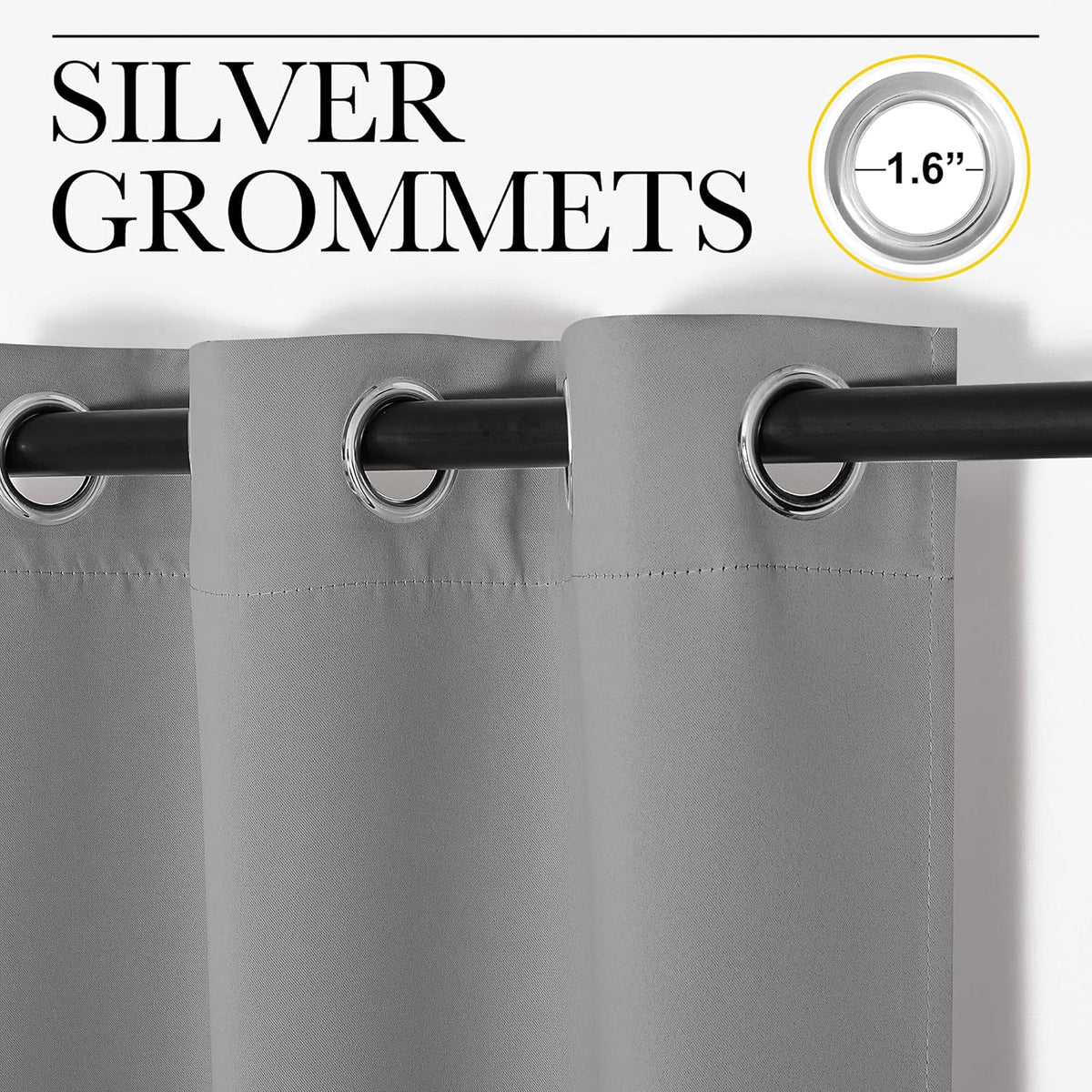 NICETOWN Silver Grey Blackout Curtain Panels - Thermal Insulated Grommet Top Drapes (2 Panels, W29 x L45)