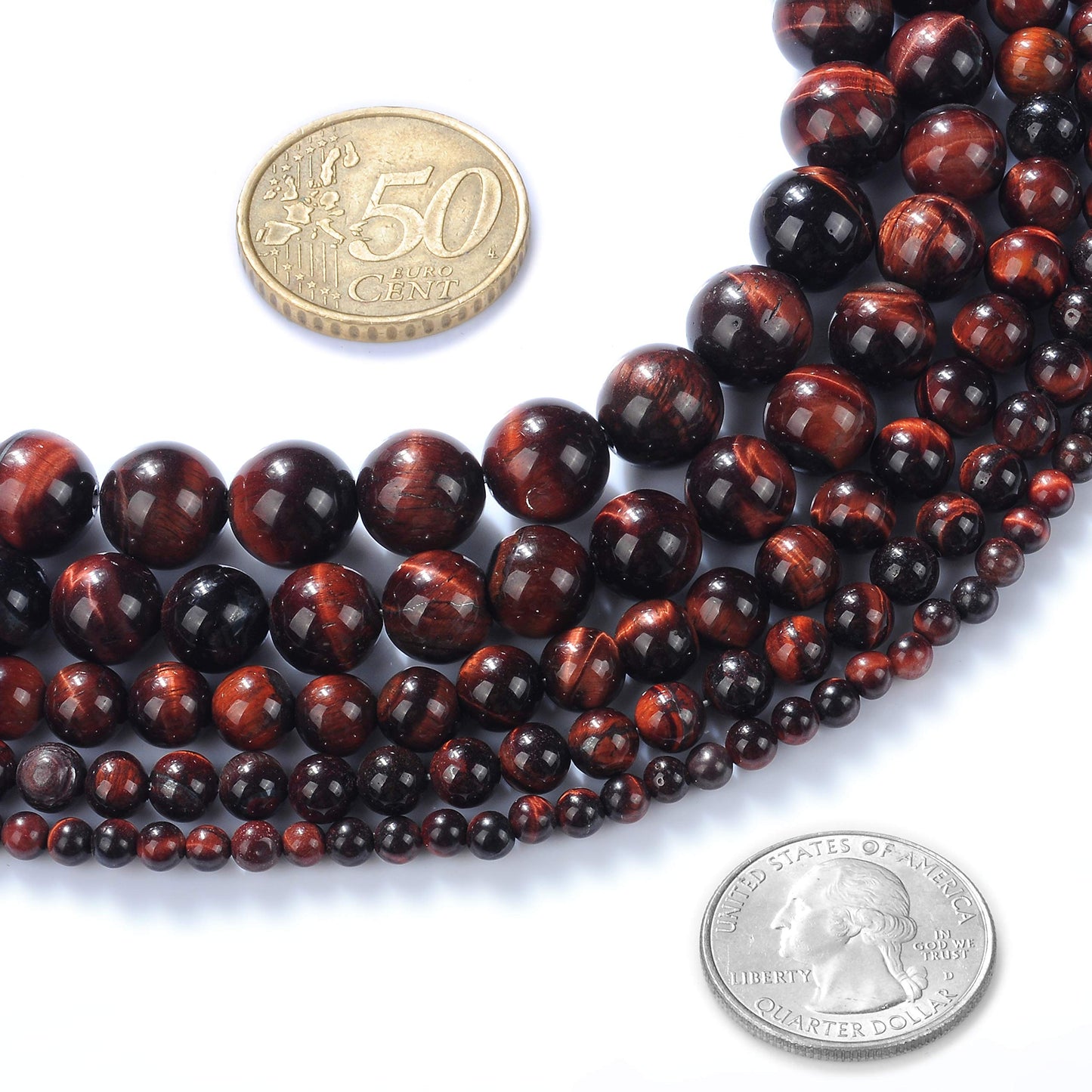 Natural Stone Beads 8mm Red Tiger Eye Gemstone Round Loose Beads Crystal Energy Stone Healing Power for Jewelry Making DIY,1 Strand 15"