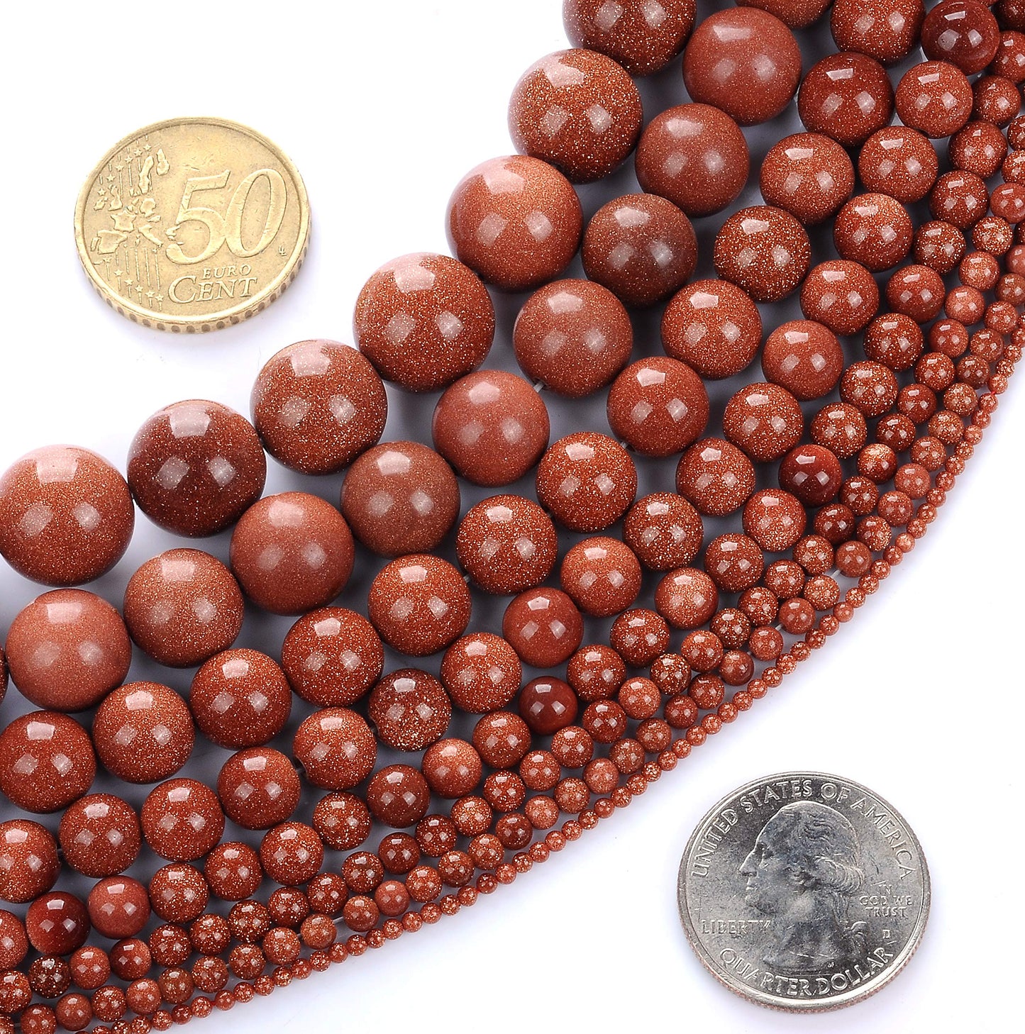 Natural Stone Beads 8mm Gold Sand Stone Round Loose Beads Crystal Energy Stone Healing Power for Jewelry Making DIY,1 Strand 15"